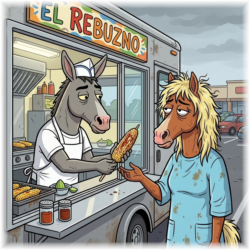 El Rebuzno. The elote with the electrolytes.